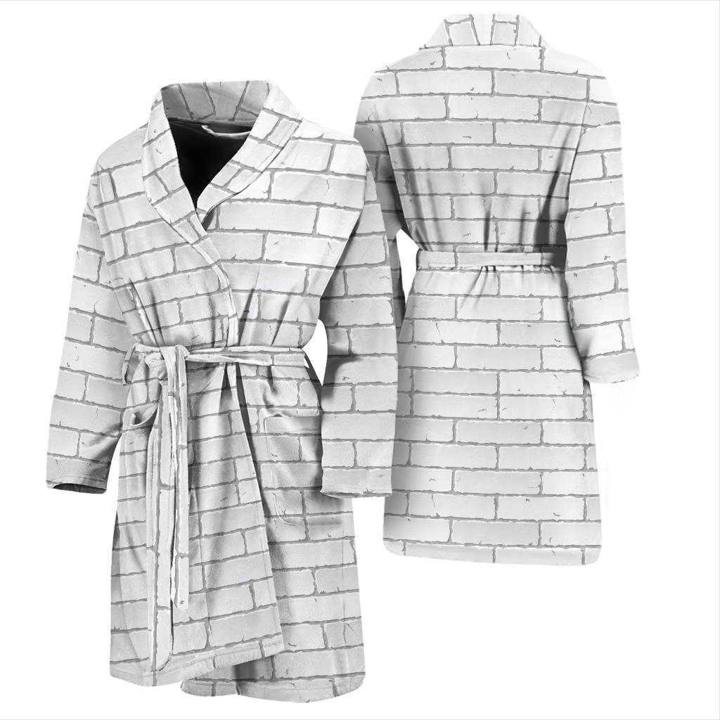 Brick White Pattern Print Design 03 Men Bathrobe-JORJUNE.COM