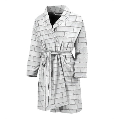 Brick White Pattern Print Design 03 Men Bathrobe-JORJUNE.COM