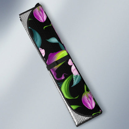 Bright Purple Floral Pattern Car Sun Shade-JorJune