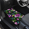Bright Purple Floral Pattern Front and Back Car Floor Mats