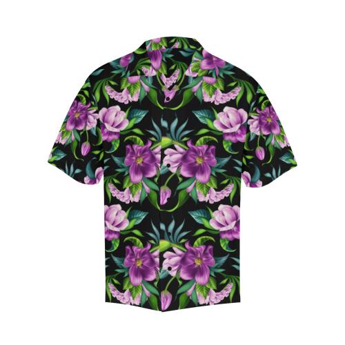 Bright Purple Floral Pattern Men Hawaiian Shirt