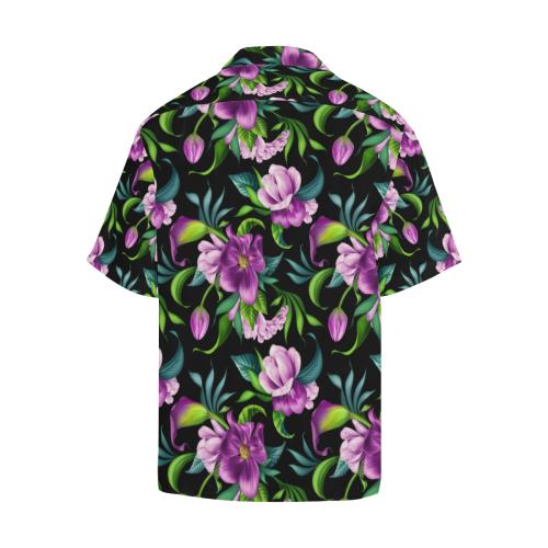 Bright Purple Floral Pattern Men Hawaiian Shirt