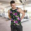 Bright Purple Floral Pattern Men Tank Top