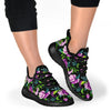 Bright Purple Floral Pattern Mesh Knit Sneakers Shoes