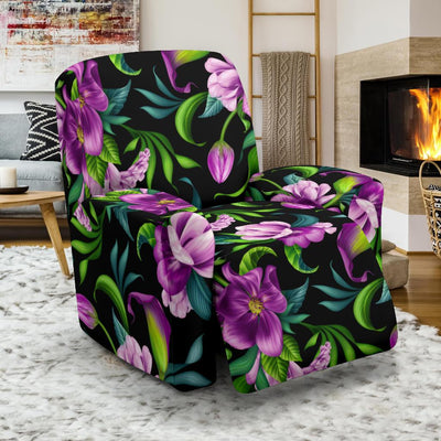 Bright Purple Floral Pattern Recliner Slipcover-JORJUNE.COM