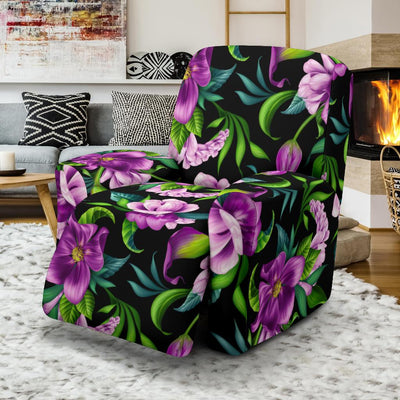 Bright Purple Floral Pattern Recliner Slipcover-JORJUNE.COM