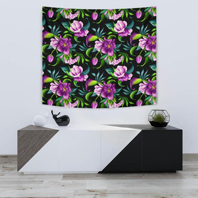 Bright Purple Floral Pattern Tapestry