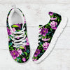 Bright Purple Floral Pattern Women Sneakers