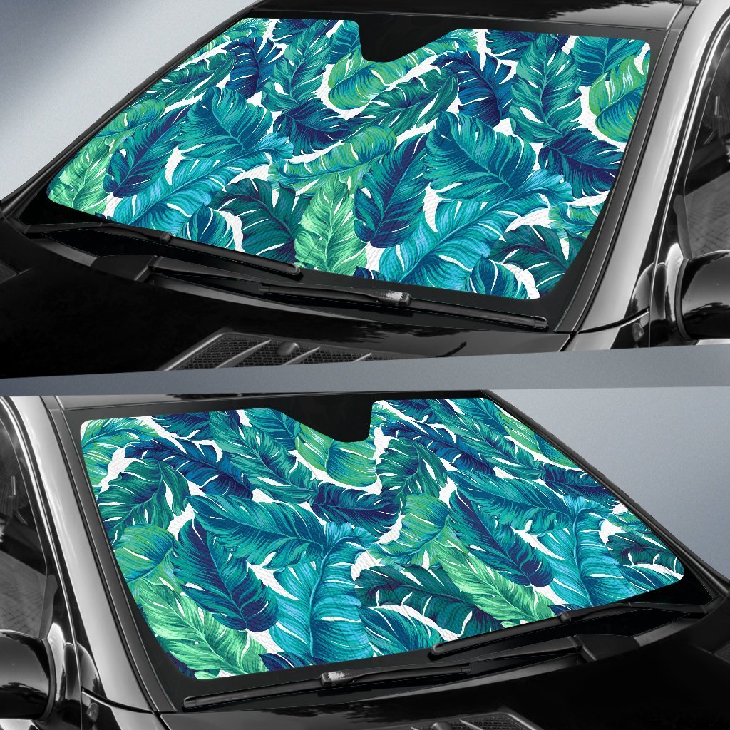 Brightness Tropical Palm Leaves Car Sun Shade-JorJune