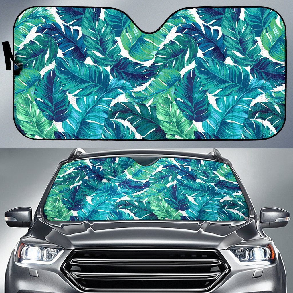 Brightness Tropical Palm Leaves Car Sun Shade-JorJune