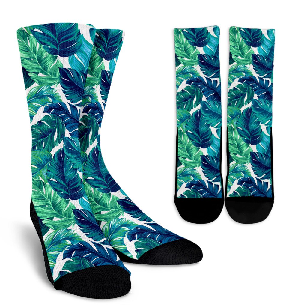 Brightness Tropical Palm Leaves Crew Socks