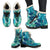 Brightness Tropical Palm Leaves Faux Fur Leather Boots