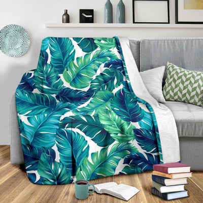 Brightness Tropical Palm Leaves Fleece Blanket