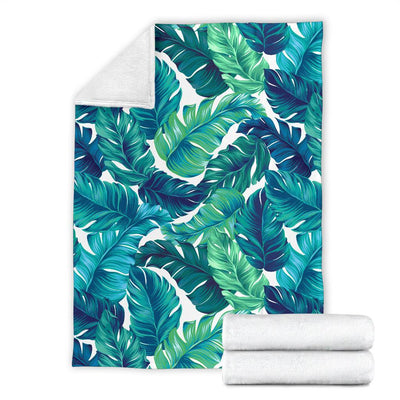 Brightness Tropical Palm Leaves Fleece Blanket