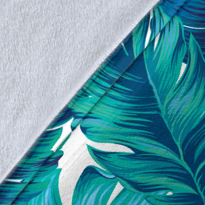 Brightness Tropical Palm Leaves Fleece Blanket