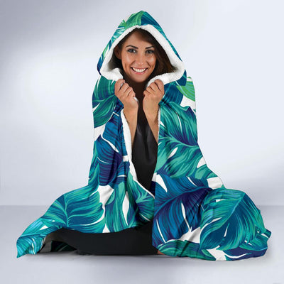 Brightness Tropical Palm Leaves Hooded Blanket-JORJUNE.COM