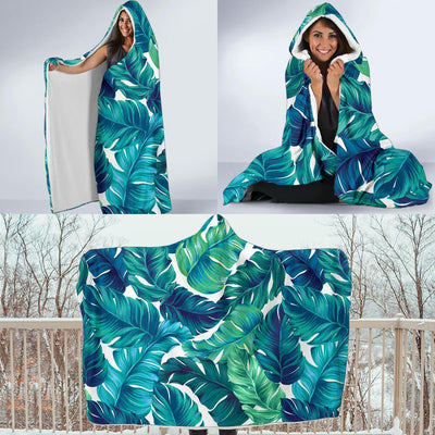 Brightness Tropical Palm Leaves Hooded Blanket-JORJUNE.COM