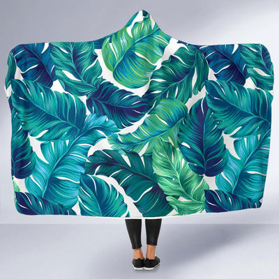 Brightness Tropical Palm Leaves Hooded Blanket-JORJUNE.COM