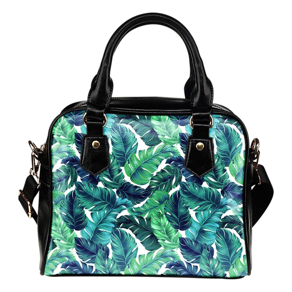 Brightness Tropical Palm Leaves Leather Shoulder Handbag