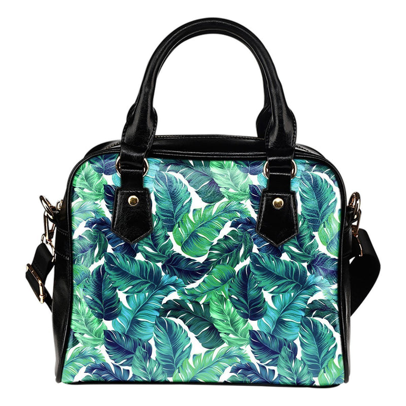 Brightness Tropical Palm Leaves Leather Shoulder Handbag