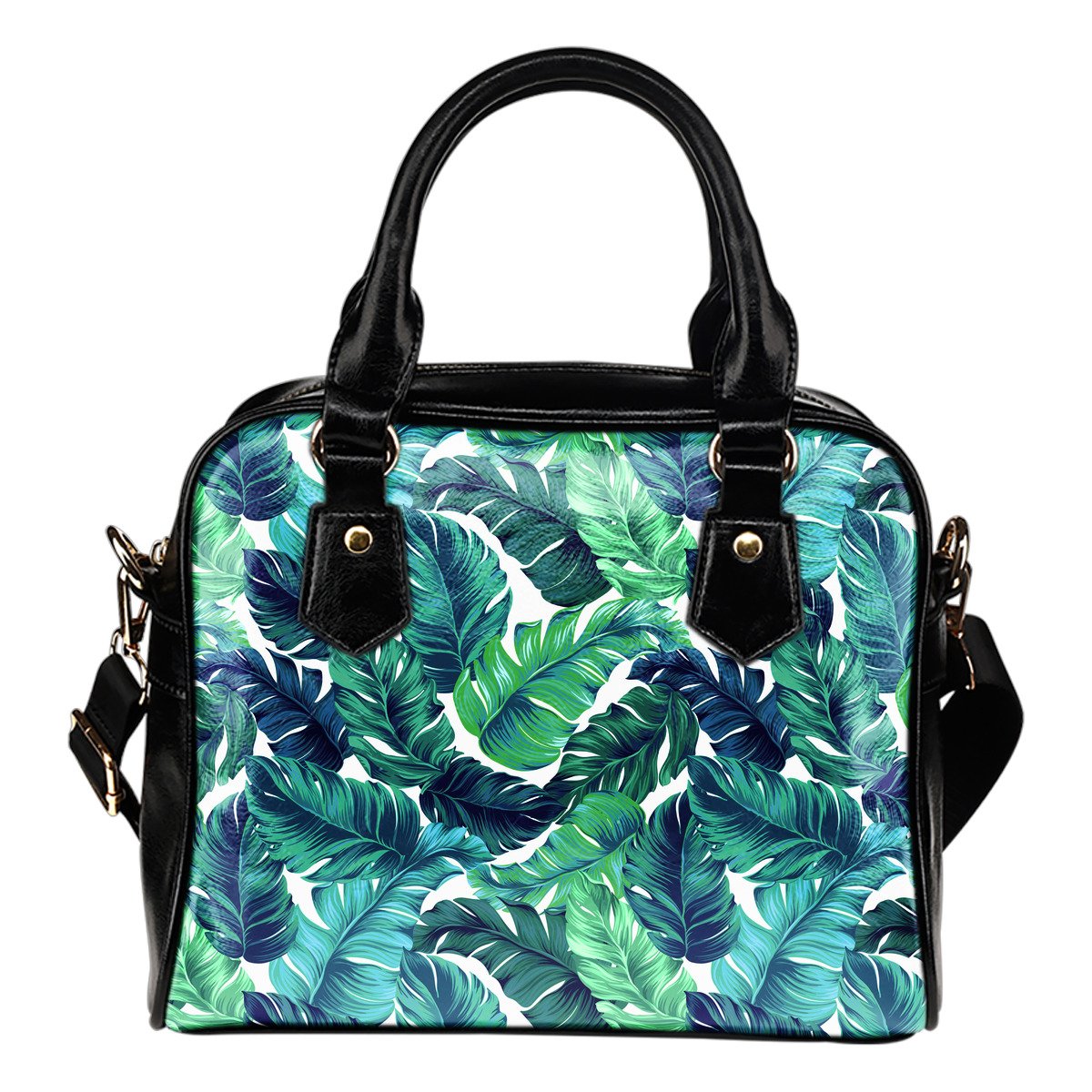 Brightness Tropical Palm Leaves Leather Shoulder Handbag