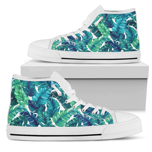 Brightness Tropical Palm Leaves Men High Top Canvas Shoes