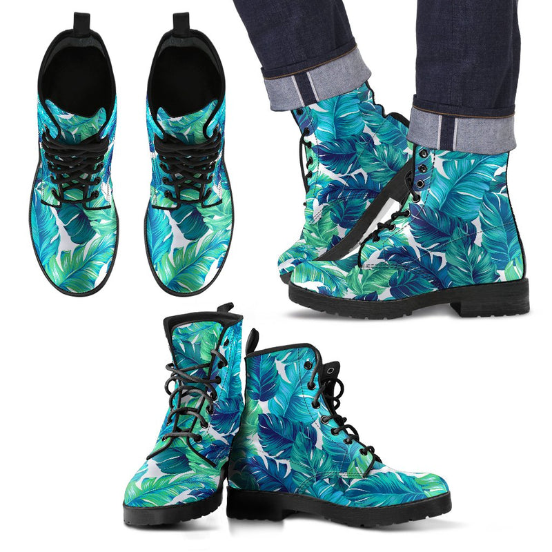 Brightness Tropical Palm Leaves Men Leather Boots