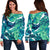 Brightness Tropical Palm Leaves Off Shoulder Sweatshirt