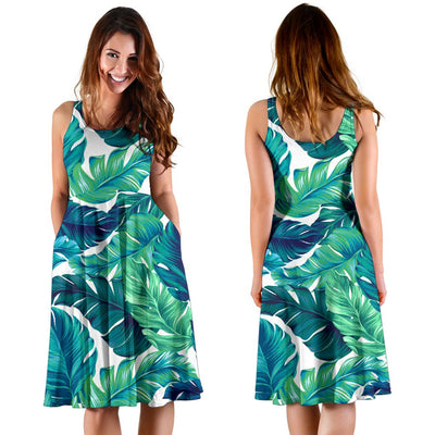Brightness Tropical Palm Leaves Sleeveless Mini Dress