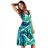 Brightness Tropical Palm Leaves Sleeveless Mini Dress
