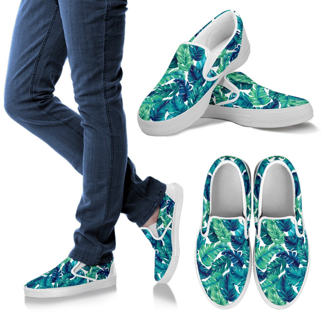 Brightness Tropical Palm Leaves Women Canvas Slip On Shoes