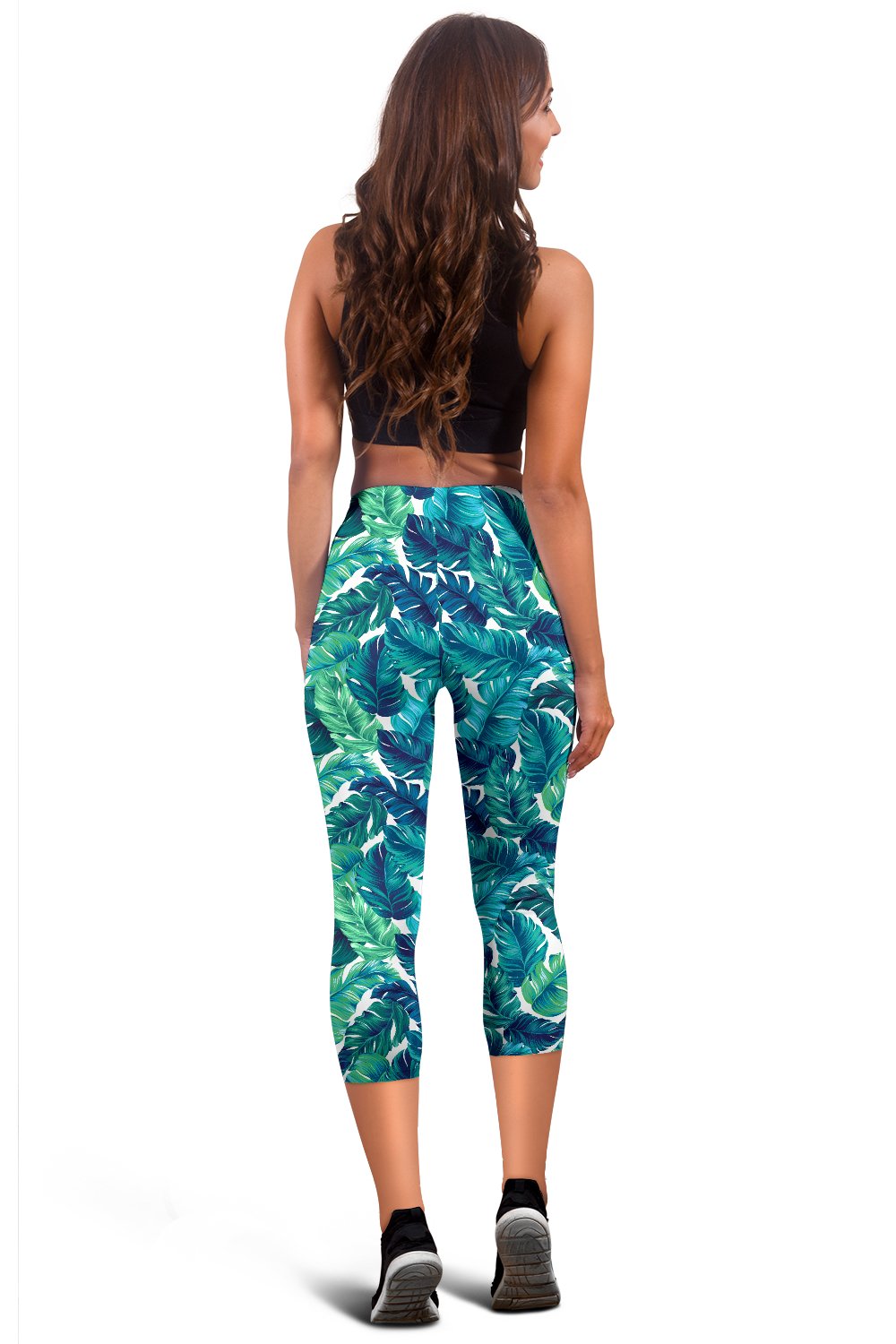 Brightness Tropical Palm Leaves Women Capris