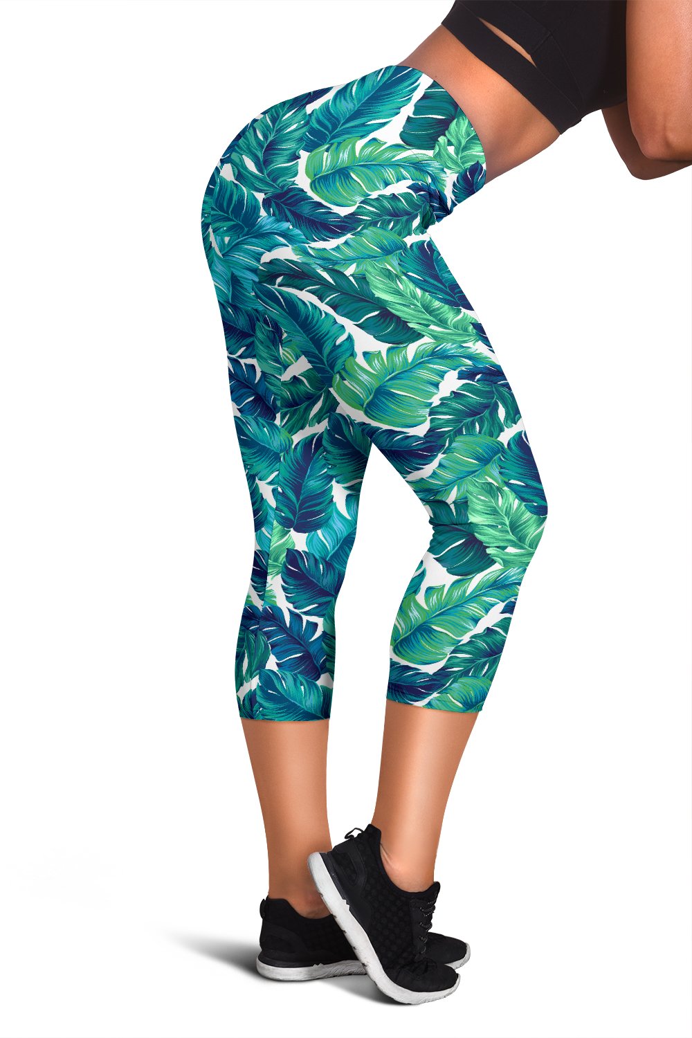Brightness Tropical Palm Leaves Women Capris
