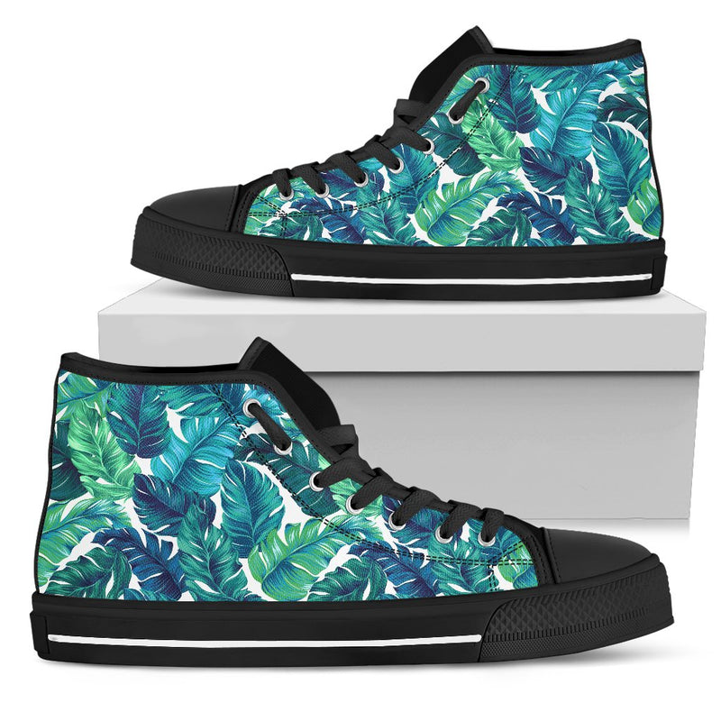 Brightness Tropical Palm Leaves Women High Top Canvas Shoes