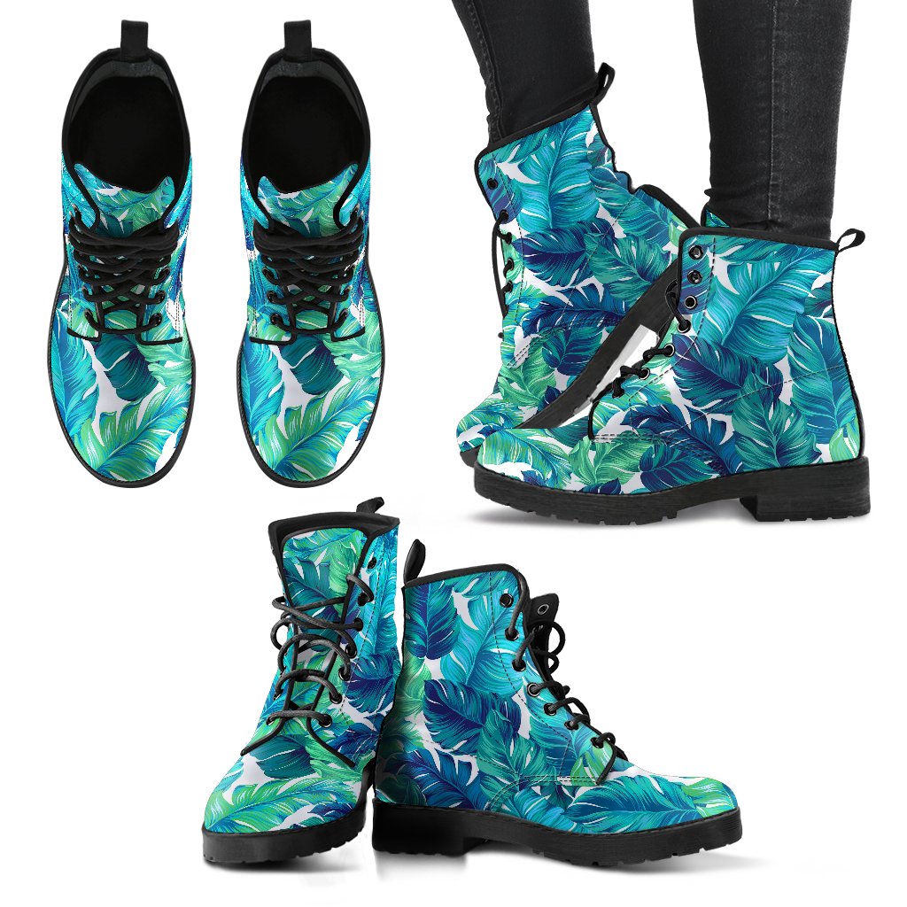 Brightness Tropical Palm Leaves Women Leather Boots