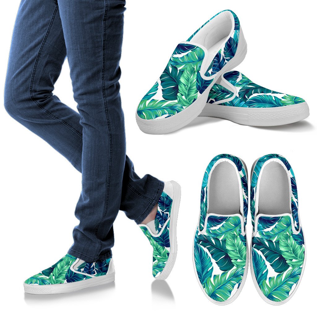 Brightness Tropical Palm Leaves Women Slip On Shoes
