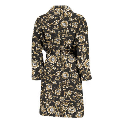 Brocade Pattern Print Design 03 Men Bathrobe-JORJUNE.COM