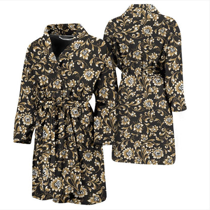 Brocade Pattern Print Design 03 Men Bathrobe-JORJUNE.COM