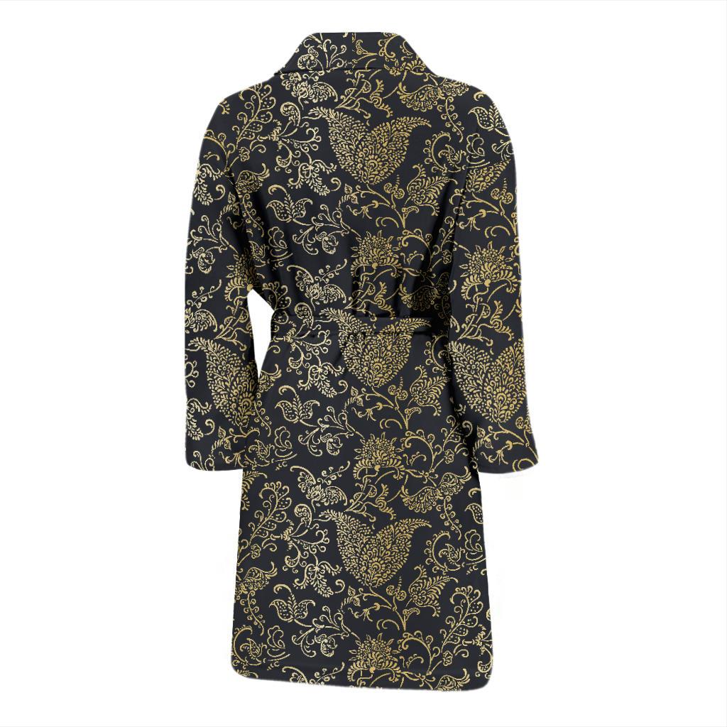 Brocade Pattern Print Design 04 Men Bathrobe-JORJUNE.COM