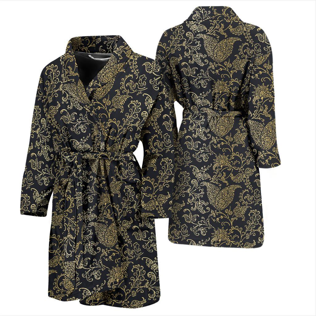 Brocade Pattern Print Design 04 Men Bathrobe-JORJUNE.COM