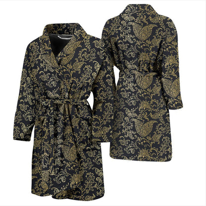 Brocade Pattern Print Design 04 Men Bathrobe-JORJUNE.COM