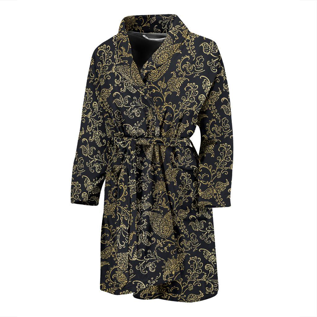 Brocade Pattern Print Design 04 Men Bathrobe-JORJUNE.COM