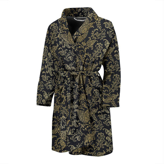 Brocade Pattern Print Design 04 Men Bathrobe-JORJUNE.COM