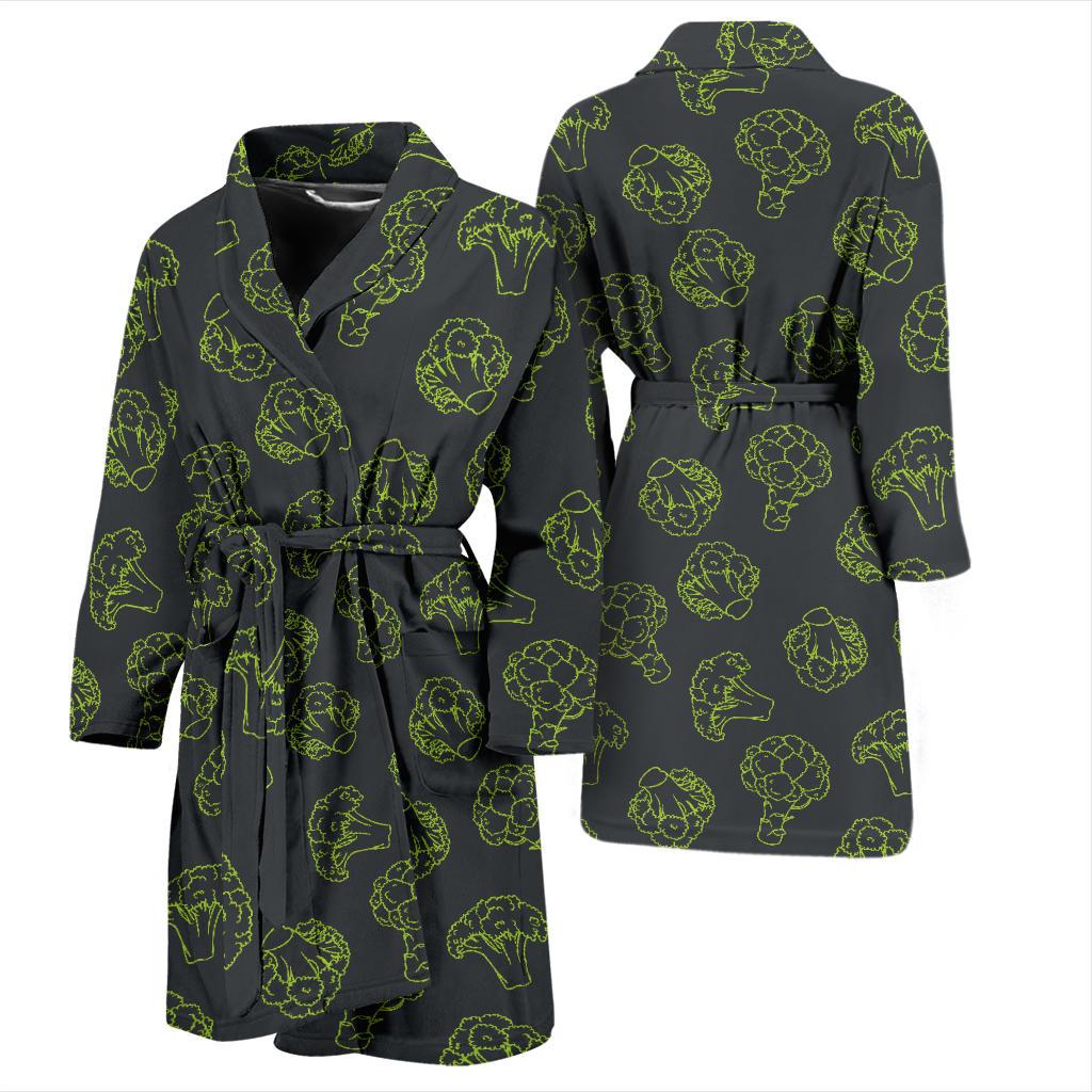 Broccoli Pattern Print Design 01 Men Bathrobe-JORJUNE.COM