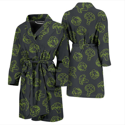 Broccoli Pattern Print Design 01 Men Bathrobe-JORJUNE.COM