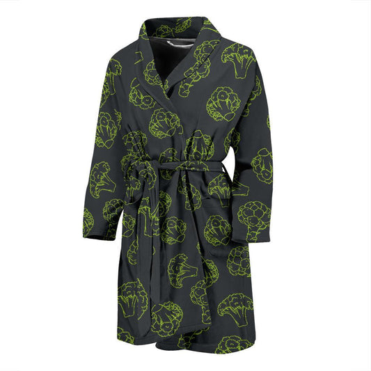 Broccoli Pattern Print Design 01 Men Bathrobe-JORJUNE.COM