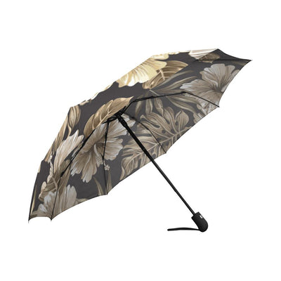 Brown Hibiscus Automatic Foldable Umbrella
