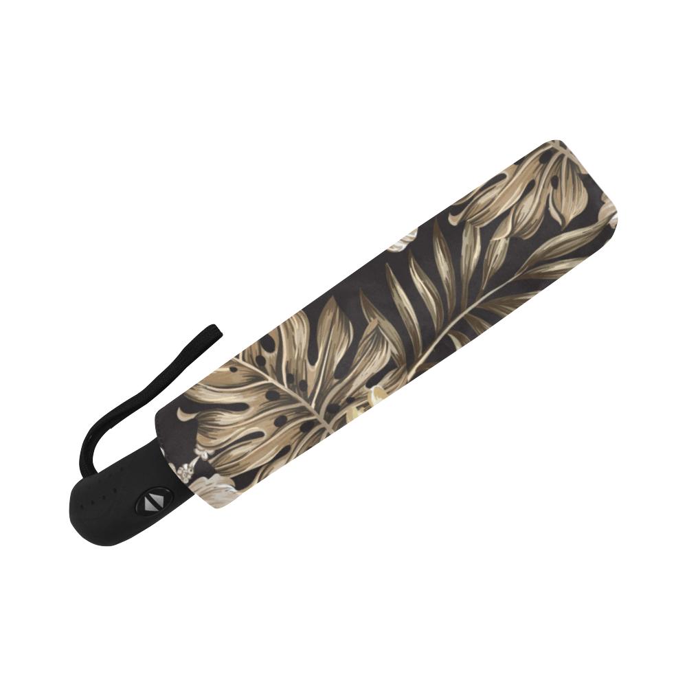 Brown Hibiscus Automatic Foldable Umbrella