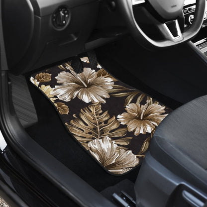 Brown Hibiscus Tropical Car Floor Mats