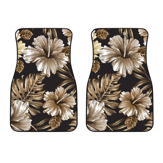 Brown Hibiscus Tropical Car Floor Mats